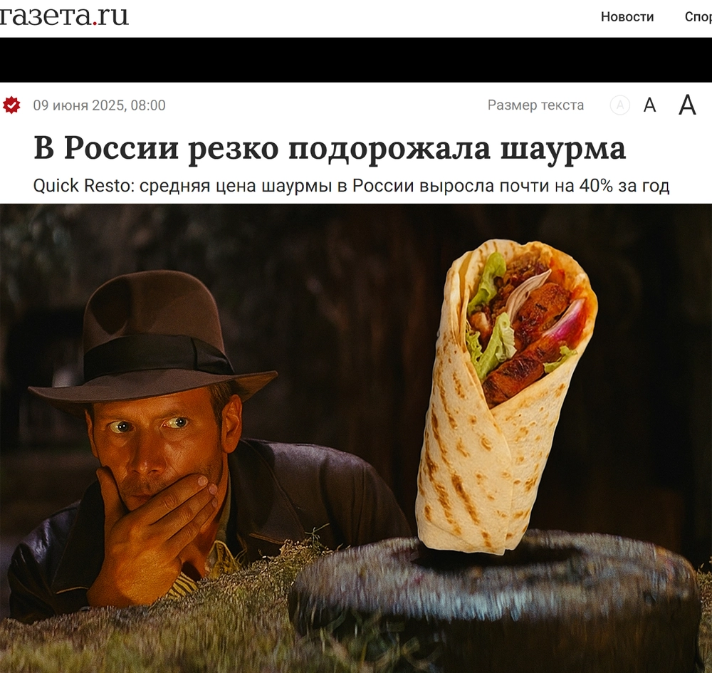 В России резко подорожала шаурма. Средняя цена шаурмы в России вросла почти на 40% за год