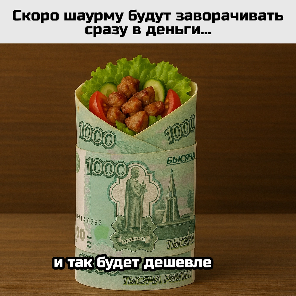 Скоро шаурму будут заворачивать сразу в деньги...